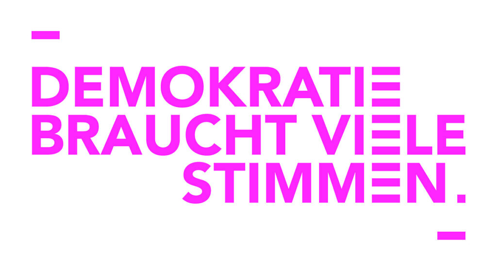 Das Aktionslogo "Demokratie braucht viele Stimmen". Copyright: ZDF / BDVZ